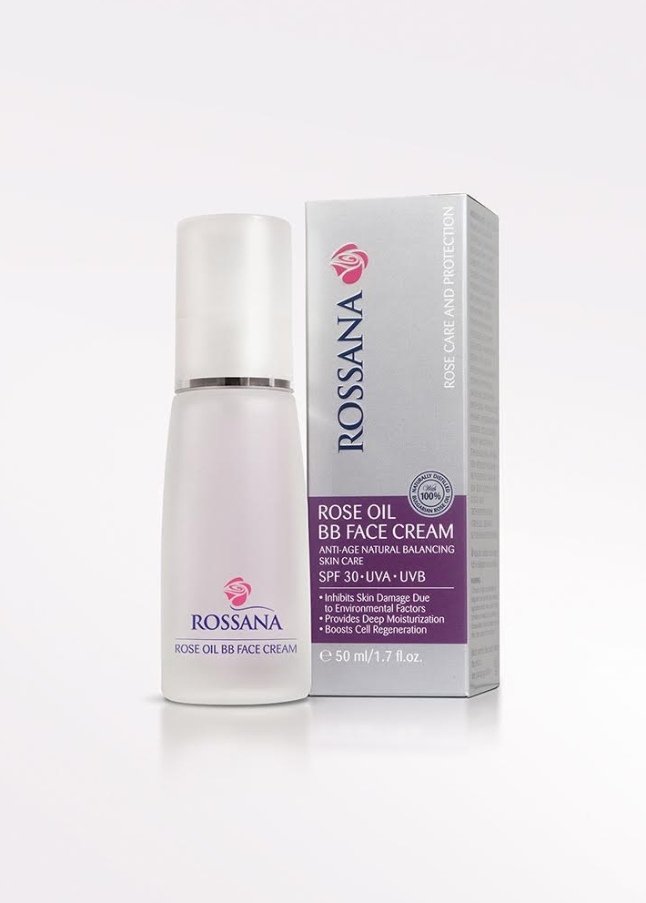 Rossana Защитен и подхранващ BB крем за лице с розово масло SPF 30, 50 мл