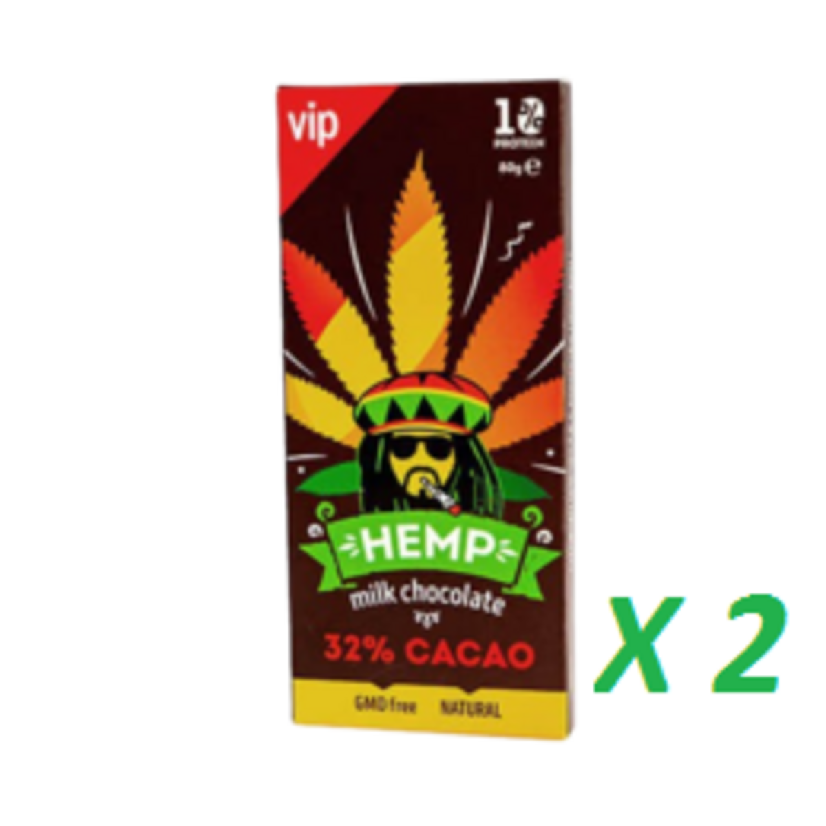 2 БРОЯ HEMP МЛЕЧЕН ШОКОЛАД 32% КАКАО, 10% КОНОПЕН ПРОТЕИН